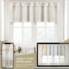image:imageDriftaway Chris Linen Lined Valance Double Layer Thermal Insulated Room Darkening Blackout Window Valances 3 Inch Rod Pocket Vertical Striped Kitchen Valance for Bathroom 52 by 18 Inch Ivory Dark BlueCamel Beige