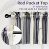 image:imageDriftaway Chris Linen Lined Valance Double Layer Thermal Insulated Room Darkening Blackout Window Valances 3 Inch Rod Pocket Vertical Striped Kitchen Valance for Bathroom 52 by 18 Inch Ivory Dark BlueIvoryDark Blue