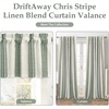 image:imageDriftaway Chris Linen Lined Valance Double Layer Thermal Insulated Room Darkening Blackout Window Valances 3 Inch Rod Pocket Vertical Striped Kitchen Valance for Bathroom 52 by 18 Inch Ivory Dark BlueLoden Green