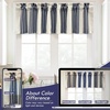 image:imageDriftaway Chris Linen Lined Valance Double Layer Thermal Insulated Room Darkening Blackout Window Valances 3 Inch Rod Pocket Vertical Striped Kitchen Valance for Bathroom 52 by 18 Inch Ivory Dark BlueIvoryDark Blue