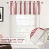 image:imageDriftaway Chris Linen Lined Valance Double Layer Thermal Insulated Room Darkening Blackout Window Valances 3 Inch Rod Pocket Vertical Striped Kitchen Valance for Bathroom 52 by 18 Inch Ivory Dark BlueRed