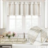 image:imageDriftaway Chris Linen Lined Valance Double Layer Thermal Insulated Room Darkening Blackout Window Valances 3 Inch Rod Pocket Vertical Striped Kitchen Valance for Bathroom 52 by 18 Inch Ivory Dark BlueCamel Beige