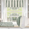image:imageDriftaway Chris Linen Lined Valance Double Layer Thermal Insulated Room Darkening Blackout Window Valances 3 Inch Rod Pocket Vertical Striped Kitchen Valance for Bathroom 52 by 18 Inch Ivory Dark BlueLoden Green