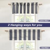 image:imageDriftaway Chris Linen Lined Valance Double Layer Thermal Insulated Room Darkening Blackout Window Valances 3 Inch Rod Pocket Vertical Striped Kitchen Valance for Bathroom 52 by 18 Inch Ivory Dark BlueIvoryDark Blue