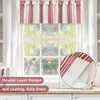 image:imageDriftaway Chris Linen Lined Valance Double Layer Thermal Insulated Room Darkening Blackout Window Valances 3 Inch Rod Pocket Vertical Striped Kitchen Valance for Bathroom 52 by 18 Inch Ivory Dark BlueRed