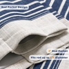 image:imageDriftaway Chris Linen Lined Valance Double Layer Thermal Insulated Room Darkening Blackout Window Valances 3 Inch Rod Pocket Vertical Striped Kitchen Valance for Bathroom 52 by 18 Inch Ivory Dark BlueIvoryDark Blue