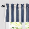 image:imageDriftaway Chris Linen Lined Valance Double Layer Thermal Insulated Room Darkening Blackout Window Valances 3 Inch Rod Pocket Vertical Striped Kitchen Valance for Bathroom 52 by 18 Inch Ivory Dark BlueIvoryDark Blue