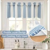 image:imageDriftaway Chris Linen Lined Valance Double Layer Thermal Insulated Room Darkening Blackout Window Valances 3 Inch Rod Pocket Vertical Striped Kitchen Valance for Bathroom 52 by 18 Inch Ivory Dark BlueJean Navy