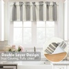 image:imageDriftaway Chris Linen Lined Valance Double Layer Thermal Insulated Room Darkening Blackout Window Valances 3 Inch Rod Pocket Vertical Striped Kitchen Valance for Bathroom 52 by 18 Inch Ivory Dark BlueGrey
