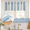 image:imageDriftaway Chris Linen Lined Valance Double Layer Thermal Insulated Room Darkening Blackout Window Valances 3 Inch Rod Pocket Vertical Striped Kitchen Valance for Bathroom 52 by 18 Inch Ivory Dark BlueJean Navy