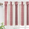 image:imageDriftaway Chris Linen Lined Valance Double Layer Thermal Insulated Room Darkening Blackout Window Valances 3 Inch Rod Pocket Vertical Striped Kitchen Valance for Bathroom 52 by 18 Inch Ivory Dark BlueRed