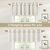 image:imageDriftaway Chris Linen Lined Valance Double Layer Thermal Insulated Room Darkening Blackout Window Valances 3 Inch Rod Pocket Vertical Striped Kitchen Valance for Bathroom 52 by 18 Inch Ivory Dark BlueCamel Beige