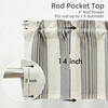image:imageDriftaway Chris Linen Lined Valance Double Layer Thermal Insulated Room Darkening Blackout Window Valances 3 Inch Rod Pocket Vertical Striped Kitchen Valance for Bathroom 52 by 18 Inch Ivory Dark BlueGrey