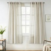image:imageDriftAway Farmhouse Curtains for Living Room Vertical Striped Linen Curtains Semi Sheer Light Filtering Grommet Window Treatments 84 Inches Long 2 Panels Pinstripe Navy on BeigeB Loden Green on Beige