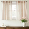image:imageDriftAway Farmhouse Curtains for Living Room Vertical Striped Linen Curtains Semi Sheer Light Filtering Grommet Window Treatments 84 Inches Long 2 Panels Pinstripe Navy on BeigeB Red on Beige