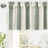 image:imageDriftaway Chris Linen Lined Valance Double Layer Thermal Insulated Room Darkening Blackout Window Valances 3 Inch Rod Pocket Vertical Striped Kitchen Valance for Bathroom 52 by 18 Inch Ivory Dark BlueLoden Green