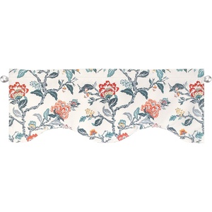 image:imageDriftAway Ada Botanical Print Lined Flower Leaf Thermal Insulated Window Valance Rod Pocket Scalloped Swag Valance 52 Inch by 16 Inch Plus 2 Inch Header Ivory Orange Teal 1 PackIvory Orange Teals Shape