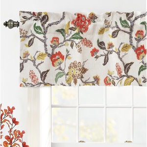 image:imageDriftAway Ada Botanical Print Lined Flower Leaf Thermal Insulated Window Valance Rod Pocket Scalloped Swag Valance 52 Inch by 16 Inch Plus 2 Inch Header Ivory Orange Teal 1 PackOrange Terra Cotta