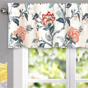 image:imageDriftAway Ada Botanical Print Lined Flower Leaf Thermal Insulated Window Valance Rod Pocket Scalloped Swag Valance 52 Inch by 16 Inch Plus 2 Inch Header Ivory Orange Teal 1 PackIvory Orange Teal