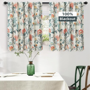 image:imageDriftAway Ada Floral Botanical Print Flower Leaf Lined Thermal Insulated Room Darkening Blackout Tie Up Window Curtains 2 Layers Each 45 Inch by 63 Inch Ivory Orange TealLinen Orange Tealback Tab