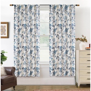image:imageDriftAway Ada Floral Botanical Print Flower Leaf Lined Thermal Insulated Room Darkening Blackout Tie Up Window Curtains 2 Layers Each 45 Inch by 63 Inch Ivory Orange TealNavyback Tab