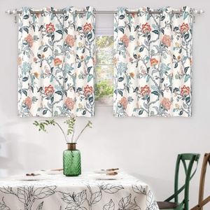image:imageDriftAway Ada Floral Botanical Print Flower Leaf Lined Thermal Insulated Room Darkening Blackout Tie Up Window Curtains 2 Layers Each 45 Inch by 63 Inch Ivory Orange TealIvory Orange Tealgrommet