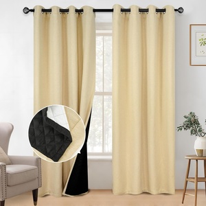 image:imageDriftAway Blackout Soundproof Thermal Insulated Linen Textured Curtains with Quilted Thermal Lining for Cold and Heat Blocking Noise Reducing Daytime Sleep 1 PC 52 Inches by 96 Inches Beige