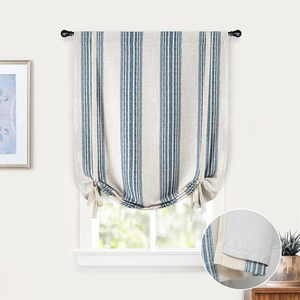 image:imageDriftAway Chris Double Layer Linen Blackout Tie Up Curtains Thermal Insulated Fully Lined Vertical Striped Balloon Roman Shade Bathroom Window Adjustable Rod Pocket 45 Inch by 63 Inch GrayJean Navy