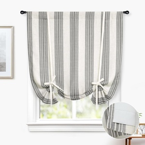 image:imageDriftAway Chris Double Layer Linen Blackout Tie Up Curtains Thermal Insulated Fully Lined Vertical Striped Balloon Roman Shade Bathroom Window Adjustable Rod Pocket 45 Inch by 63 Inch GrayGrey