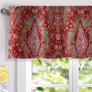 image:imageDriftAway Christopher Peacock Floral Pattern Thermal Insulated Blackout Window Curtain Valance Rod Pocket 2 Layers 52 Inch by 18 Inch Plus 2 Inch Header RedRed