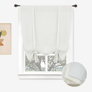 image:imageDriftAway Double Layer Linen Blackout Tie Up Curtains Thermal Insulated Fully Lined Balloon Roman Shade Bathroom Window Adjustable Rod Pocket for Small Window 31 Inch by 47 Inch YellowIvory Cream