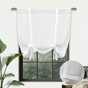 image:imageDriftAway Double Layer Linen Blackout Tie Up Curtains Thermal Insulated Fully Lined Balloon Roman Shade Bathroom Window Adjustable Rod Pocket for Small Window 31 Inch by 47 Inch YellowWhite