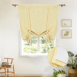image:imageDriftAway Double Layer Linen Blackout Tie Up Curtains Thermal Insulated Fully Lined Balloon Roman Shade Bathroom Window Adjustable Rod Pocket for Small Window 31 Inch by 47 Inch YellowYellow