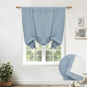 image:imageDriftAway Double Layer Linen Blackout Tie Up Curtains Thermal Insulated Fully Lined Balloon Roman Shade Bathroom Window Adjustable Rod Pocket for Small Window 31 Inch by 47 Inch YellowDusty Blue