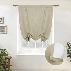 image:imageDriftAway Double Layer Linen Blackout Tie Up Curtains Thermal Insulated Fully Lined Balloon Roman Shade Bathroom Window Adjustable Rod Pocket for Small Window 31 Inch by 47 Inch YellowLight Khaki Llinen