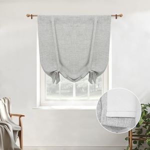 image:imageDriftAway Double Layer Linen Blackout Tie Up Curtains Thermal Insulated Fully Lined Balloon Roman Shade Bathroom Window Adjustable Rod Pocket for Small Window 31 Inch by 47 Inch YellowGrey