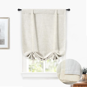 image:imageDriftAway Double Layer Linen Blackout Tie Up Curtains Thermal Insulated Fully Lined Balloon Roman Shade Bathroom Window Adjustable Rod Pocket for Small Window 31 Inch by 47 Inch YellowLight Linen