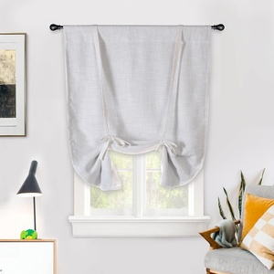 image:imageDriftAway Double Layer Linen Blackout Tie Up Curtains Thermal Insulated Fully Lined Balloon Roman Shade Bathroom Window Adjustable Rod Pocket for Small Window 31 Inch by 47 Inch YellowLight Ivory