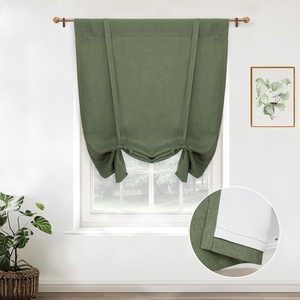 image:imageDriftAway Double Layer Linen Blackout Tie Up Curtains Thermal Insulated Fully Lined Balloon Roman Shade Bathroom Window Adjustable Rod Pocket for Small Window 31 Inch by 47 Inch YellowOlive Green