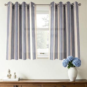 image:imageDriftAway Farmhouse Curtains for Living Room Vertical Striped Linen Curtains Semi Sheer Light Filtering Grommet Window Treatments 84 Inches Long 2 Panels Pinstripe Navy on BeigeG Dark Blue