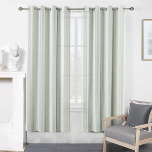 image:imageDriftAway Farmhouse Curtains for Living Room Vertical Striped Linen Curtains Semi Sheer Light Filtering Grommet Window Treatments 84 Inches Long 2 Panels Pinstripe Navy on BeigeG Jade Green