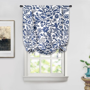 image:imageDriftAway Julia Watercolor Blooming Flower Floral Tie Up Curtain Thermal Insulated Blackout Window Adjustable Balloon Curtain Shade for Small Window Rod Pocket Single 45 Inch by 63 Inch NavyJulia Navy