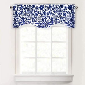 image:imageDriftAway Julia Waterfall Watercolor Blooming Flower Thermal Insulated Energy Saving Window Curtain Valance for Living Room Bedroom 2 Layers Rod Pocket 52 Inch by 18 Inch Plus 2 Inch Header BlushNavy S Shpe