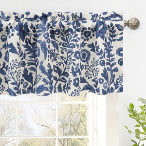 image:imageDriftAway Julia Waterfall Watercolor Blooming Flower Thermal Insulated Energy Saving Window Curtain Valance for Living Room Bedroom 2 Layers Rod Pocket 52 Inch by 18 Inch Plus 2 Inch Header BlushLinen Navy