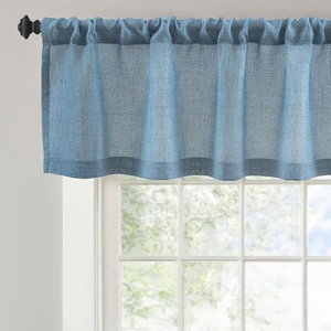 image:imageDriftAway Linen Textured Curtain Valances for Windows Light Filtering 3 Inch Rod Pocket Farmhouse Country Rustic Kitchen Valances for Bedroom Living Room Bathroom 14 inch Length BeigeBlue