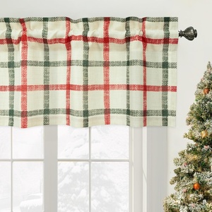 image:imageDriftAway Linen Textured Curtain Valances for Windows Light Filtering 3 Inch Rod Pocket Farmhouse Country Rustic Kitchen Valances for Bedroom Living Room Bathroom 14 inch Length BeigeChristmas Red Green