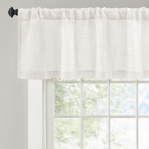 image:imageDriftAway Linen Textured Curtain Valances for Windows Light Filtering 3 Inch Rod Pocket Farmhouse Country Rustic Kitchen Valances for Bedroom Living Room Bathroom 14 inch Length BeigeIvory White