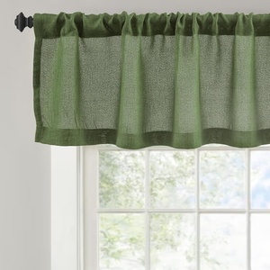 image:imageDriftAway Linen Textured Curtain Valances for Windows Light Filtering 3 Inch Rod Pocket Farmhouse Country Rustic Kitchen Valances for Bedroom Living Room Bathroom 14 inch Length BeigeGreen