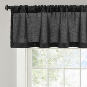 image:imageDriftAway Linen Textured Curtain Valances for Windows Light Filtering 3 Inch Rod Pocket Farmhouse Country Rustic Kitchen Valances for Bedroom Living Room Bathroom 14 inch Length BeigeBlack