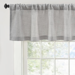 image:imageDriftAway Linen Textured Curtain Valances for Windows Light Filtering 3 Inch Rod Pocket Farmhouse Country Rustic Kitchen Valances for Bedroom Living Room Bathroom 14 inch Length BeigeGrey